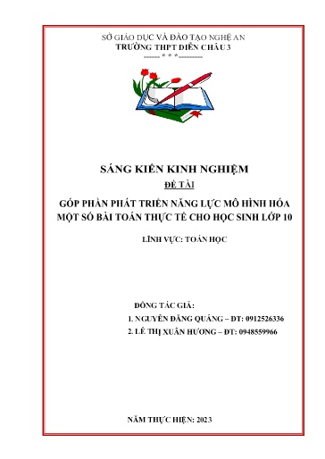 Sáng kiến kinh nghiệm Góp phần phát triển năng lực mô hình hóa một số bài toán thực tế cho học sinh Lớp 10 (cả 3 bộ sách)