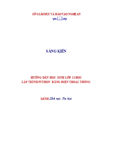 Sáng kiến kinh nghiệm Hướng dẫn học sinh Lớp 11 học lập trình Python bằng điện thoại thông minh, bộ sách Cánh diều