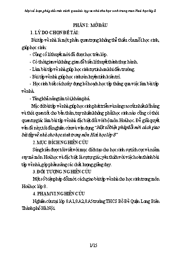 Sáng kiến kinh nghiệm Một số biện pháp đổi mới cách giao bài tập về nhà cho học sinh trong môn Hoá học Lớp 8