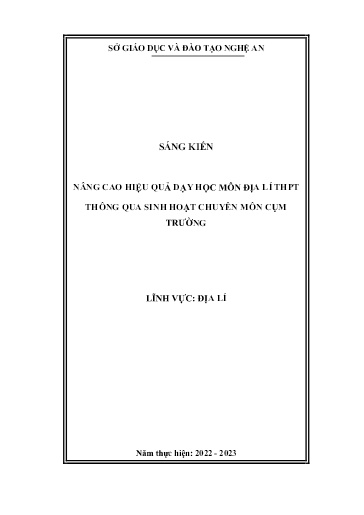 Sáng kiến kinh nghiệm Nâng cao hiệu quả dạy học môn Địa lí THPT thông qua sinh hoạt chuyên môn cụm trường