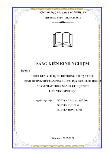 Sáng kiến kinh nghiệm Thiết kế và sử dụng hệ thống bài tập theo định hướng tiếp cận PISA trong dạy học Sinh học 10 nhằm phát triển năng lực học sinh