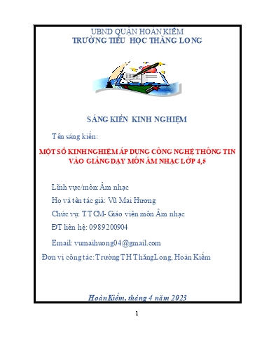 Sáng kiến kinh nghiệm Một số biện pháp áp dụng công nghệ thông tin vào dạy Âm nhạc Lớp 4, 5