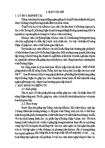 Sáng kiến kinh nghiệm Một số biện pháp phát triển kỹ năng Nghe Tiếng Anh tạo hứng thú học tập cho học sinh Lớp 3