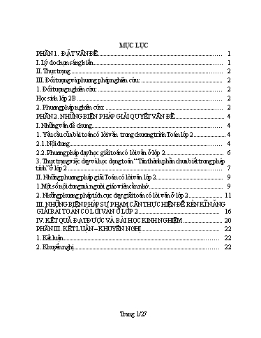 Sáng kiến kinh nghiệm Một số phương pháp giải toán có lời văn ở Lớp 2