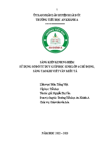 Sáng kiến kinh nghiệm Sử dụng sơ đồ tư duy giúp học sinh Lớp 4 chủ động, sáng tạo khi viết văn miêu tả theo bộ sách Cánh diều