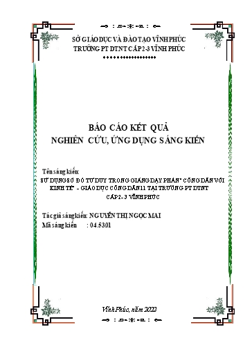 Sáng kiến kinh nghiệm Sử dụng sơ đồ tư duy trong giảng dạy phần “Công dân với kinh tế” – GDCD 11 tại Trường PT DTNT cấp 2, 3 Vĩnh Phúc