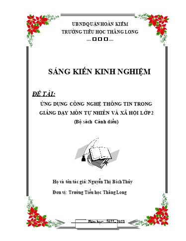 Sáng kiến kinh nghiệm Ứng dụng công nghệ thông tin trong giảng dạy môn Tự nhiên và Xã hội lớp 2 (Bộ sách Cánh diều)